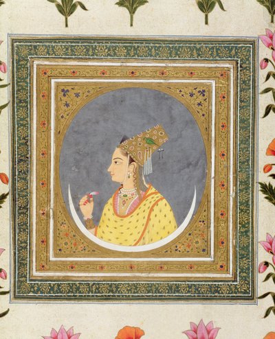 Portrait of a Lady Holding a Lotus Petal, from the Small Clive Album, c.1750-60 by Mughal School